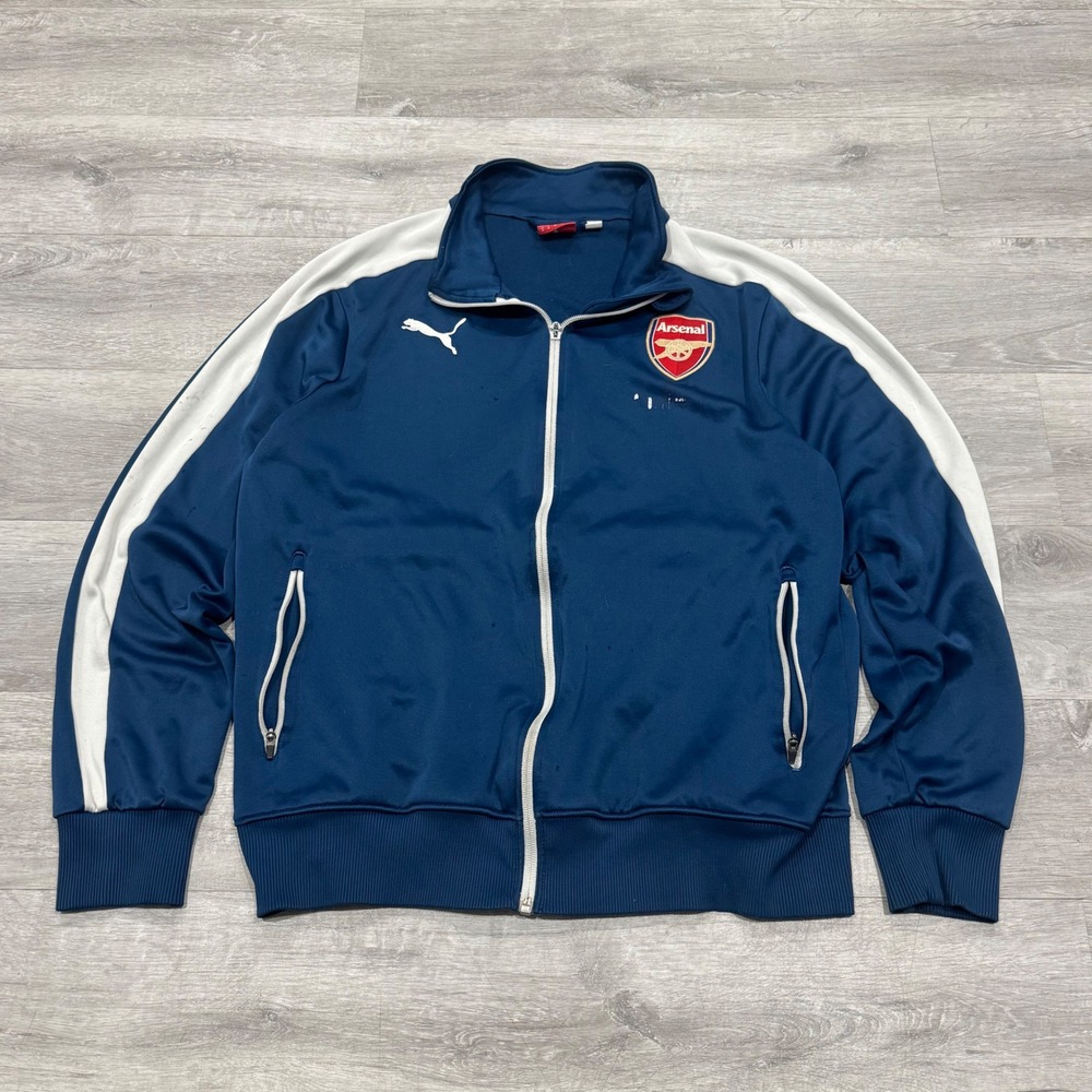 Puma Arsenal FC Track Jacket Mens Medium Navy Blue Full Zip Soccer Football